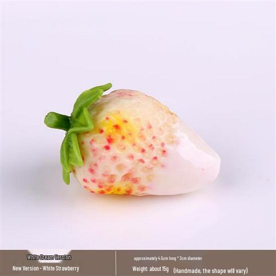 White Bionic Strawberry Fake Fruit Photography Prop - Plastic Decoration Toy