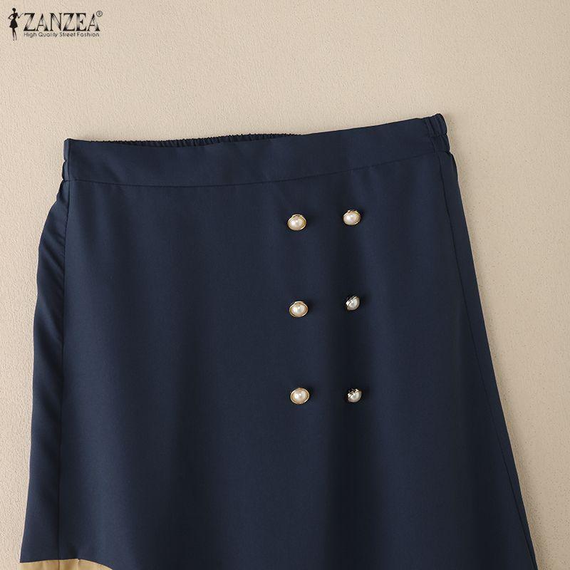 ZANZEA Women Loose Casual Patchwork Long Skirts