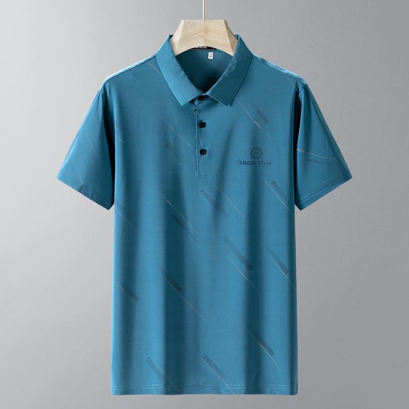 

Футболка поло Ice Silk Pearl с короткими рукавами для людей среднего и пожилого возраста, мужская футболка с воротником-лацкан L