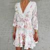 Elegant Solid Flare Sleeve Mini Dress Women Loose Tassel Drawstring Beach Dresses Summer Vintage Holiday Embroidery Ladies Dress