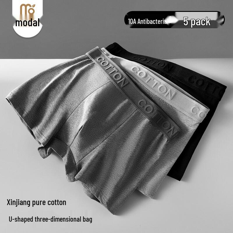 Men's Modal Cotton Antibacterial Boxer Briefs 5-Pack