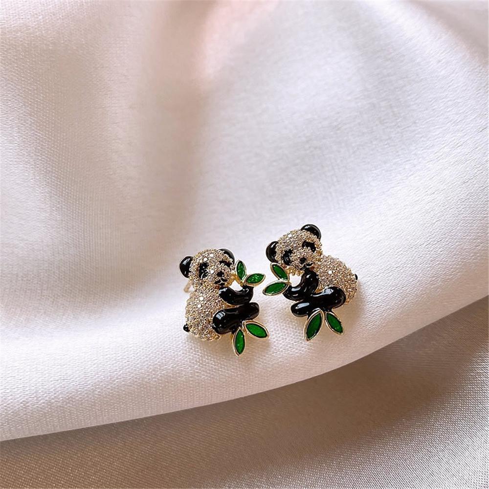 Söta Guldiga Panda Djur Örhängen Hänge Vackra Bröllop För Kvinnor