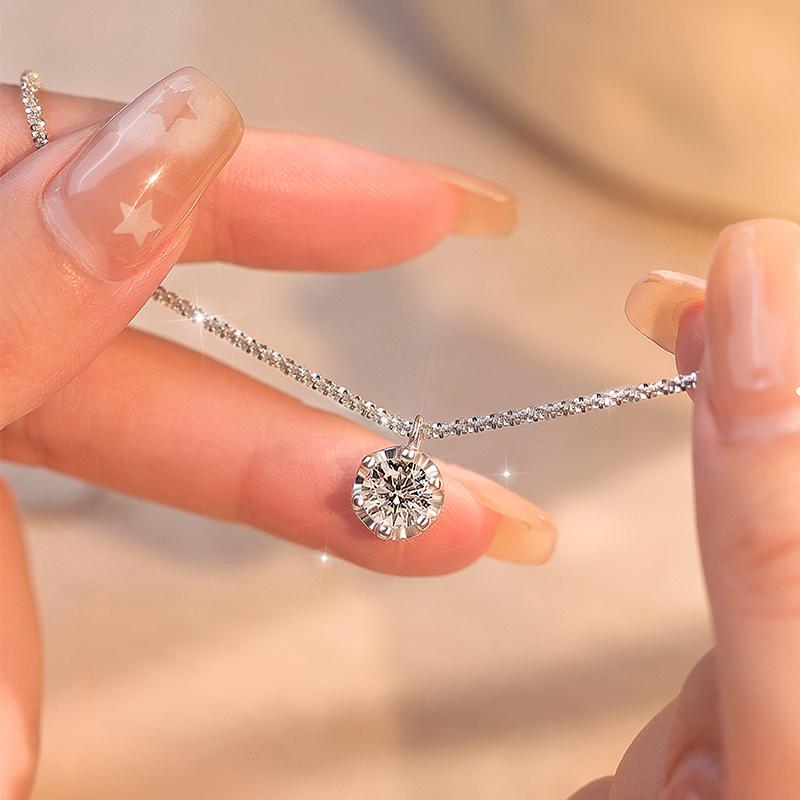 Echte Moissanite Diamant 6-klauw Hanger Ketting 925 Zilver Sprankelende Bloemkool Ketting voor Vrouwen Bruiloft Fijne Sieraden