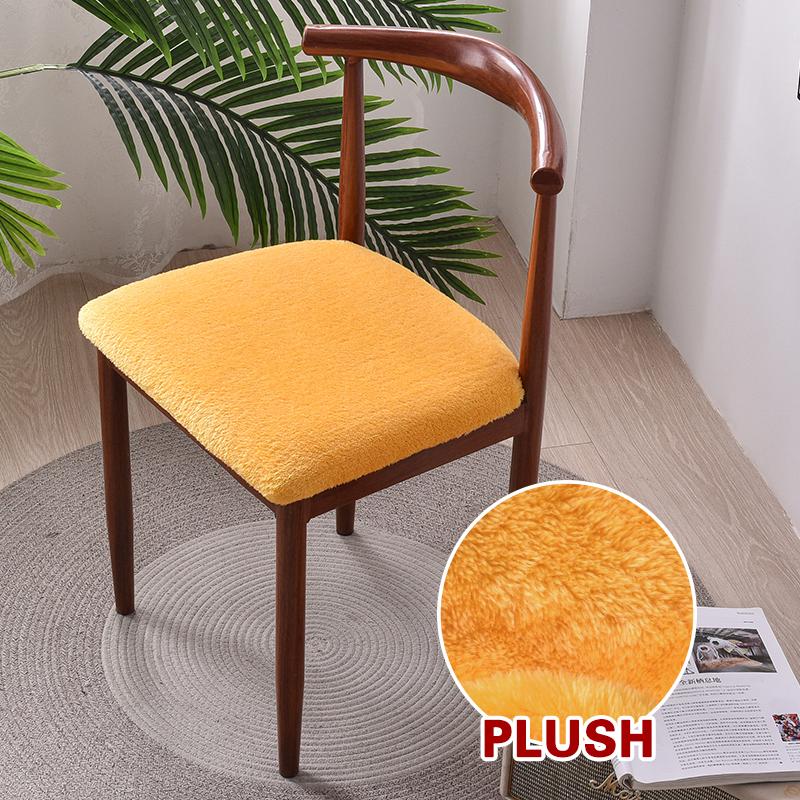 Plush Chair Seat Covers with Elastic Ties Removable Washable Anti-Dust Dinning Room Chair Protector Chair Seat Cushion Slipcover