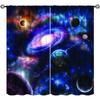 Conjunto de cortinas de porta com tema espacial 2 peças com design de galáxias, cortinas de painel de poliéster para vários tratamentos de janela de sala
