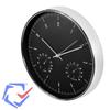 Horloge Murale - CE60 S - Argent - 12" (30 Cm) - Thermomètre - Hygromètre