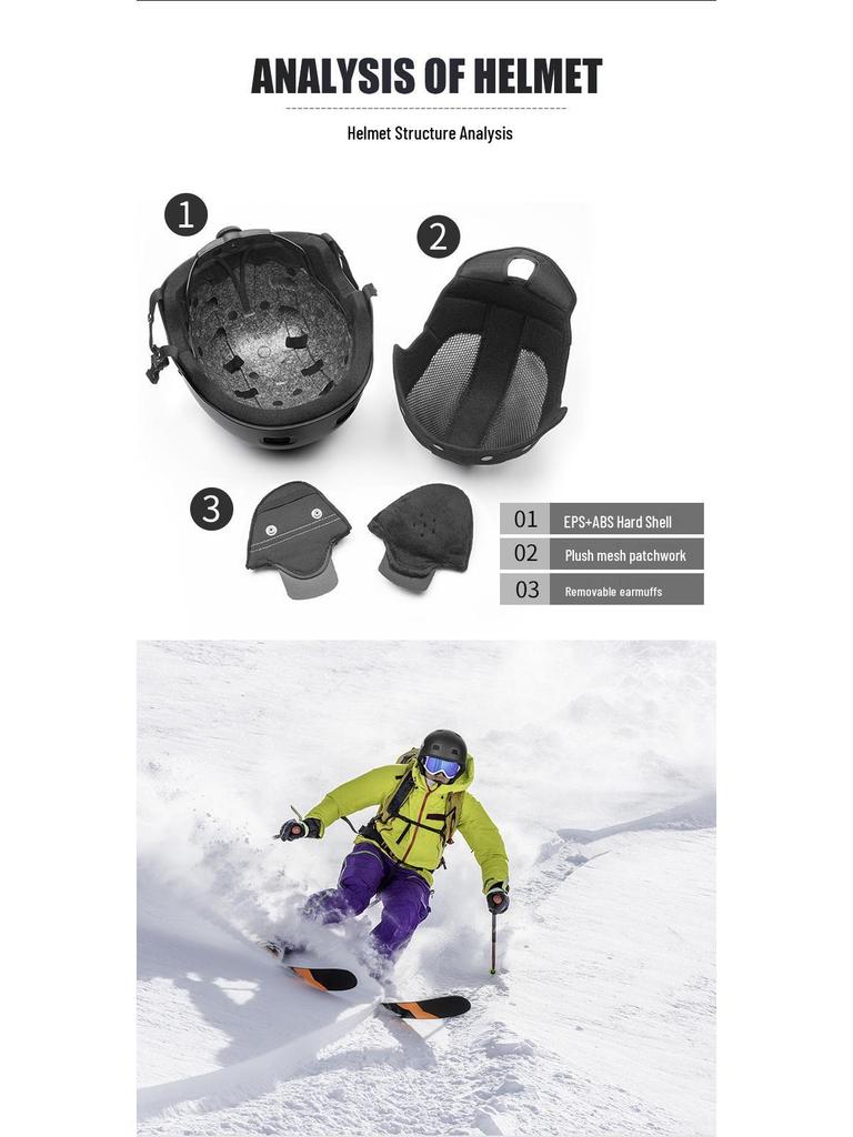 Adjustable Professional Ski & Snowboard Helmet for Men & Women - Warm, Safe, Durable Anti-Collision Equipment