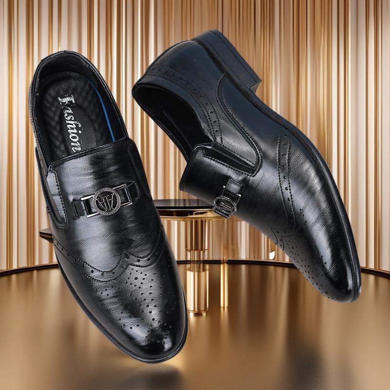 Spring and autumn new Brock glove shoes men's business retro one-pedal lazy shoes casual leather shoes men's formal wear