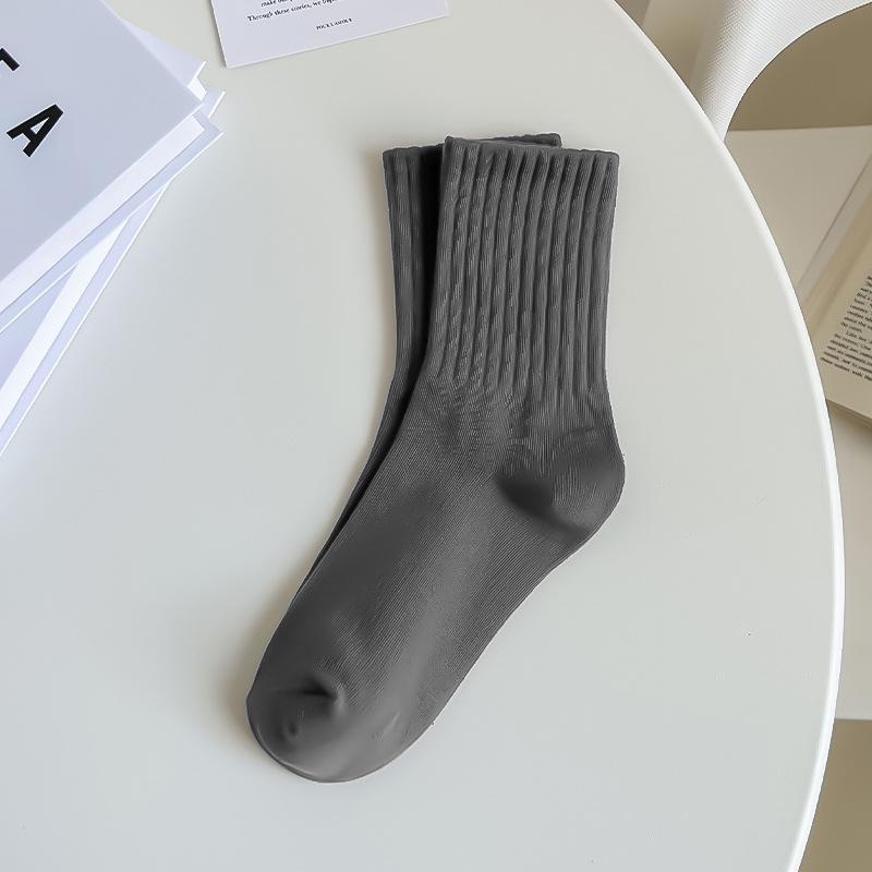 Women's Mid-Calf Pure Cotton Antibacterial Vertical Stripe Sports Socks - Spring & Autumn Y2K Style, Odor-Resistant, Slimming & Casual