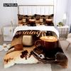Good Morning Duvet Cover Set Microfiber Coffee Rose Cozy Breakfast Twin Bedding Set Double Queen King Size 2/3pcs Quilt Cover