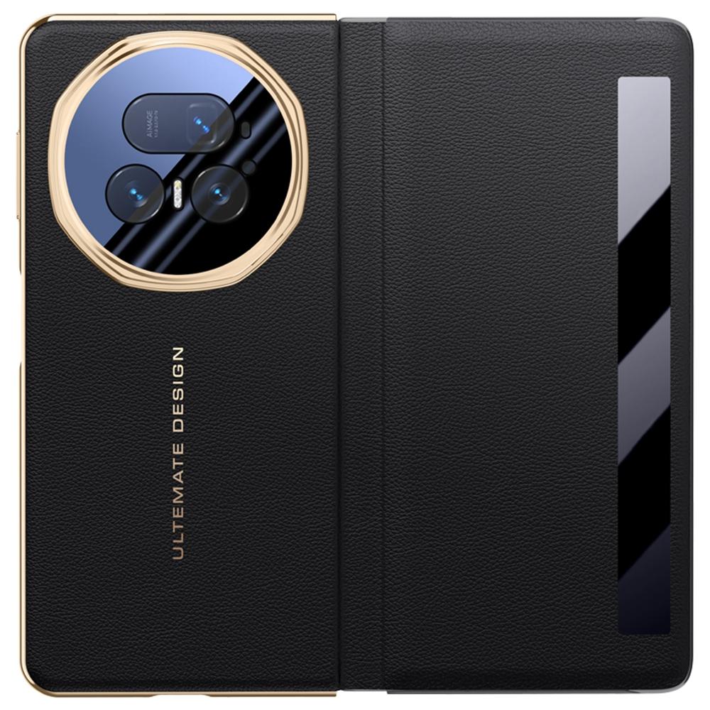 

For Honor Magic V5 5G Case Smart View Window Leather Phone Cover with Metal Lens Kickstand A