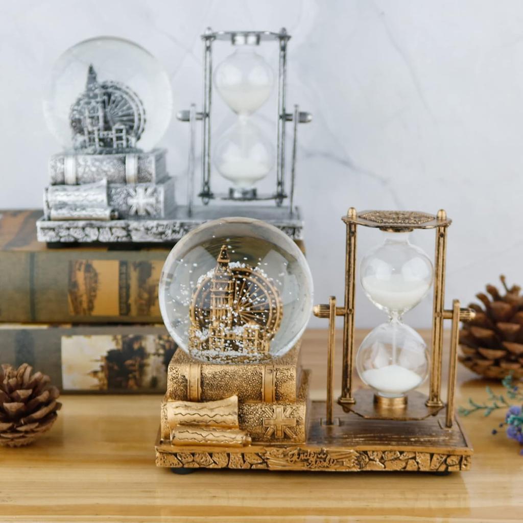 LED Muzyczna Kryształowa Kula Śnieżna, Klepsydra Piaskowa, Klepsydra, Wystrój Domu, Wystrój Stołu