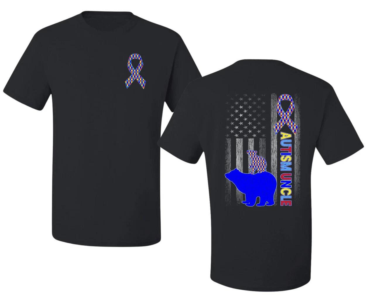 Autism Awareness Uncle Bear Puzzle Autism Ribbon Men s T- Shirt L