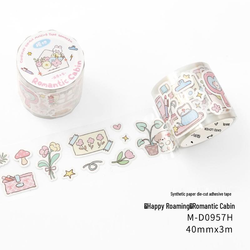 Xin s Lover Die-Cut Paper Tape: Cute Animal Illustration Journal Stickers