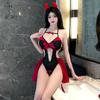 Sexy Devil Girl Cosplay Kostymer Kvinner Erotisk Uniform Tempatation Halloween Anime Demon Rollespill Antrekk Bodysuit Hodeplagg Sett