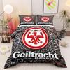 Eintracht Frankfurt Eagle Crest 3 Piece Bedding Set, Fan Crowd Soccer Badge Duvet Cover Set for German Football Fans