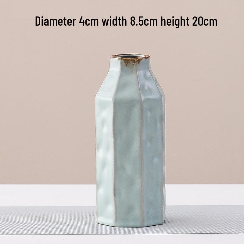 Elegant Celadon Vase: Classical Ru Kiln Ceramic for Hydroponic Flower Arrangements and Living Room Decor