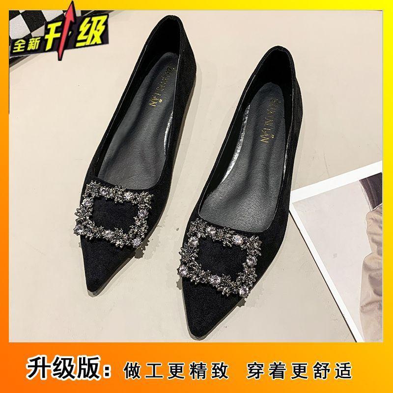 Pointed toe rhinestone single shoes women's fashion and versatile single shoes 2025 spring/summer new French soft-soled shoes for women