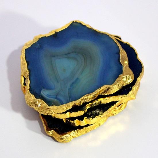 Agate Natura lCoasters, Bar Coasters for Beer, Coffee, Tea, Set of 4 Coasters, Ideal Tabletop Accessories