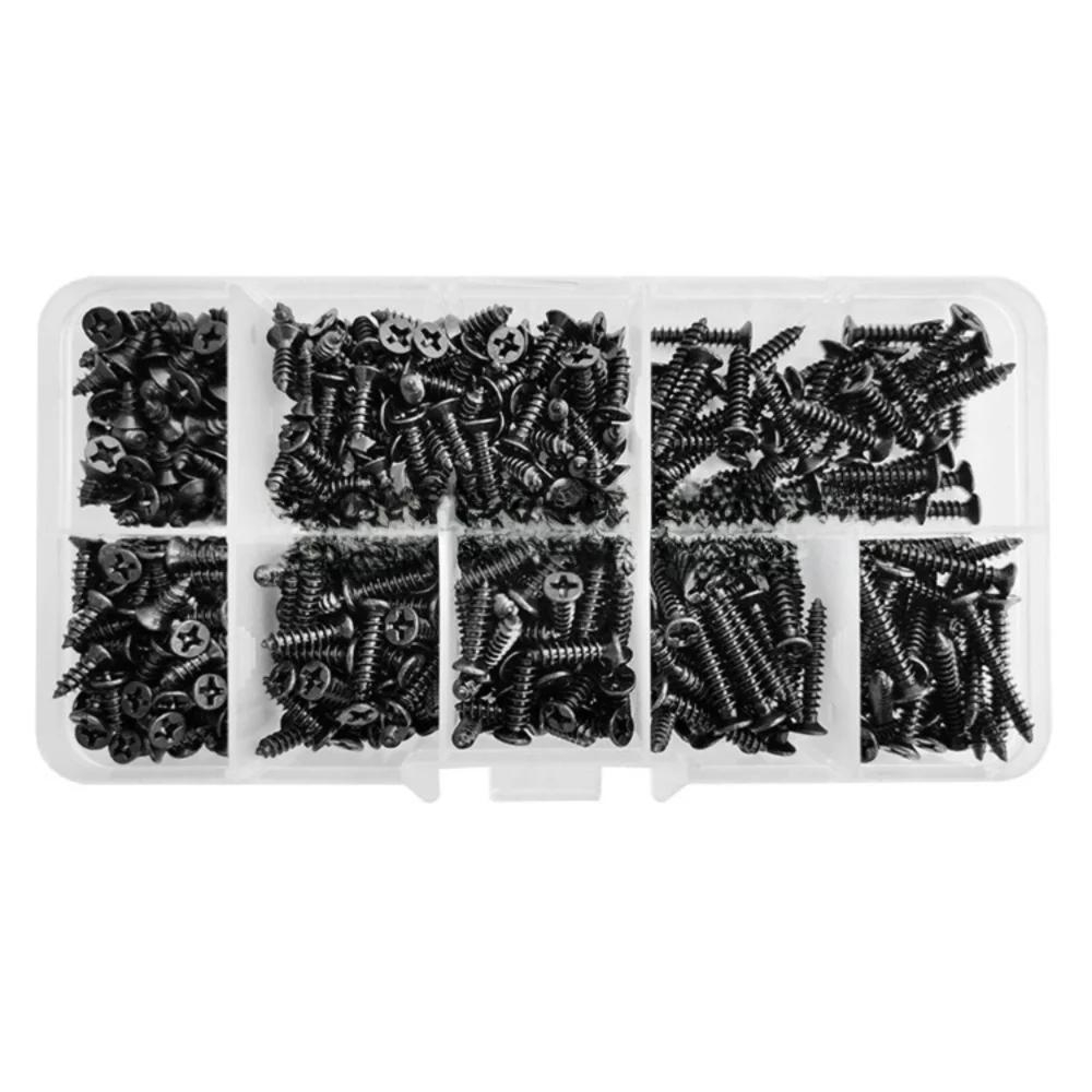 500pcs Portable Metal M3 Screw Kit Cross Head Round Head Self Tapping Screw Fastener Self Drilling Pan Head Screw Hardware