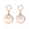 D Word Fritillary Earrings Stainless Steel Gold-Plated Round Pendant Niche Design Big-Name Wind Advanced Titanium Steel Earrings