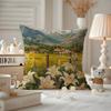 Landscape painting style Cushion Cover Antidustmite Pillowcase Invisible zipper silky short plush Sofa cushion cover