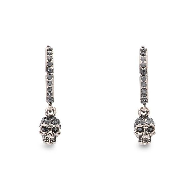 Alexander McQueen Vintage Stylish Unique Skull Pendant Design Earrings Women earrings Brass 550503J160Y-1177 Basic Packaging-Dust Bag+Box,F,Silver