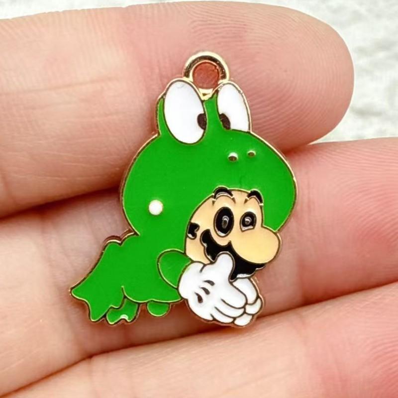 10Pcs Cute Super Mario Bros DIY Keychain Metal Handmade Alloy Anime Game Key Chain Keyring Gift for Fans