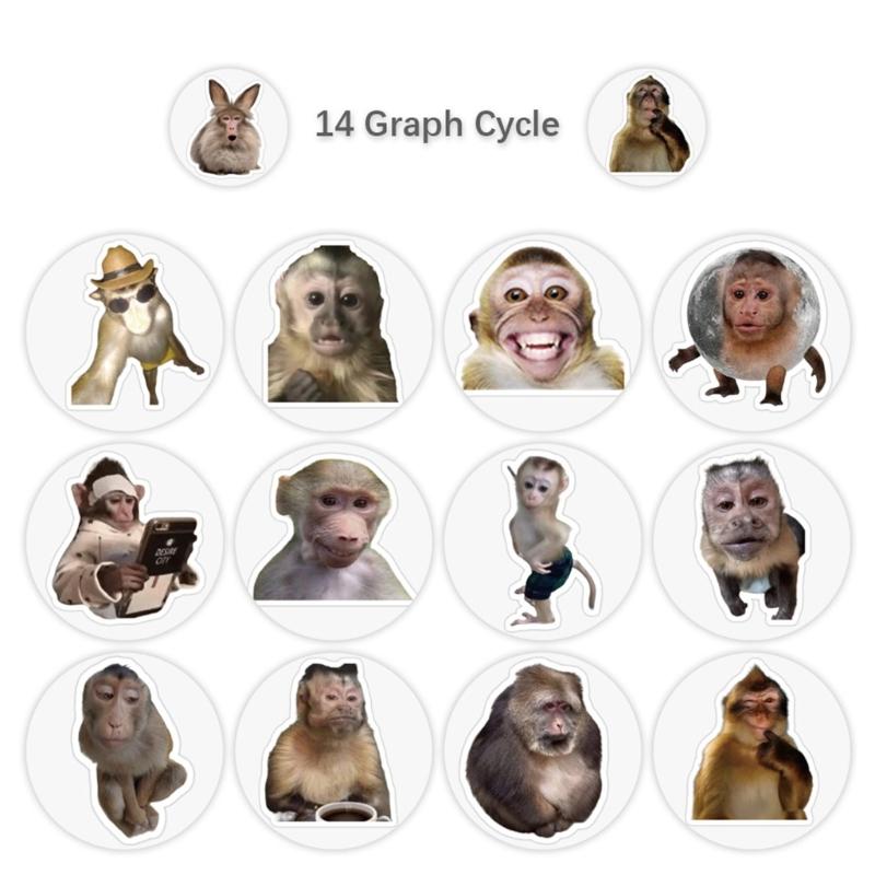 500Pcs Monkey Theme Sticker Removable Adhesive Wrapping Labels For Scrapbook Notebook Journal Phone Case Laptop Luggage