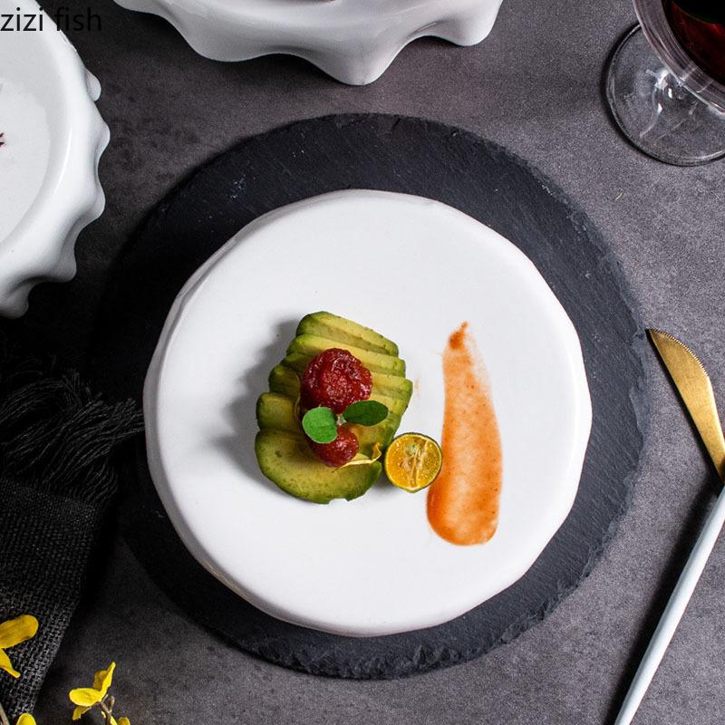 Ceramic Dinner Plate Creative Irregular Dessert Plate Snack Plate Pasta Plates Sushi Plates Restaurant Specialty Tableware