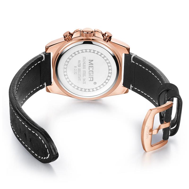 Chronograph Men'S Watch, Large Dial Calendar Leather Sports Quartz Men'S Watch 2132