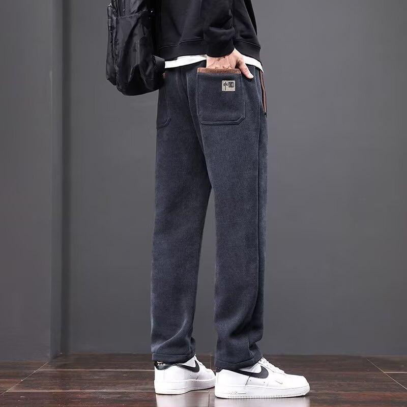 Corduroy Spring and Autumn Casual Pants Men's Loose Straight Embroidered Men's Casual Pants