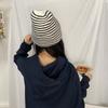 Luochi Korean Style Striped Knit Hat - Slimming & Versatile for Autumn/Winter