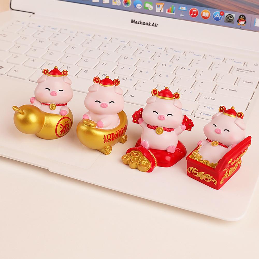 Zodiac Pig Creative Resin Figurine Decorative Gift For Celebrations And Festivals