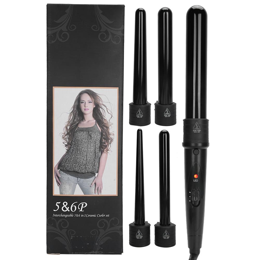 

Щипцы для завивки волос 5 в 1 со светодиодной подсветкой и регулируемой температурой, набор щипцов для завивки волос, вилка 110–240 В, EU EU PLUG