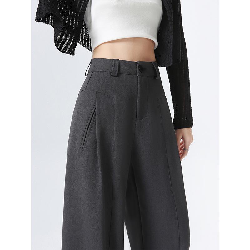 Women's High-Waisted Gray Wide-Leg Trousers - Spring/Autumn 2025 Collection