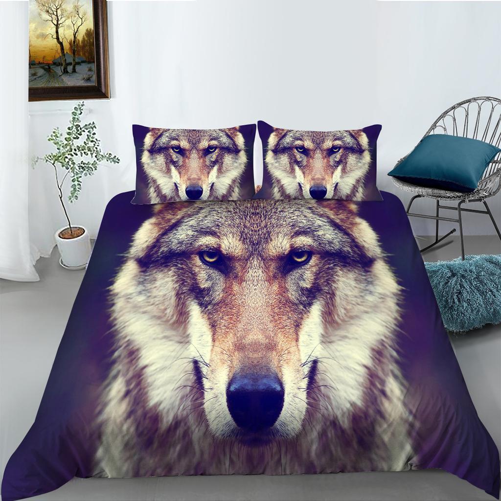 Wolf Series Independent Website Polyester Quilt Cover Pillowcase Two Or Three Piece Set Digital Printing