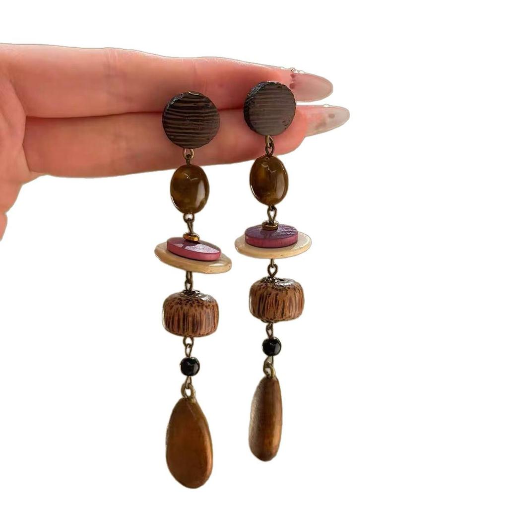 Silver Needle Tiger Eye Asymmetric Stud Earrings - Retro, Versatile & Luxurious High-End Accessory