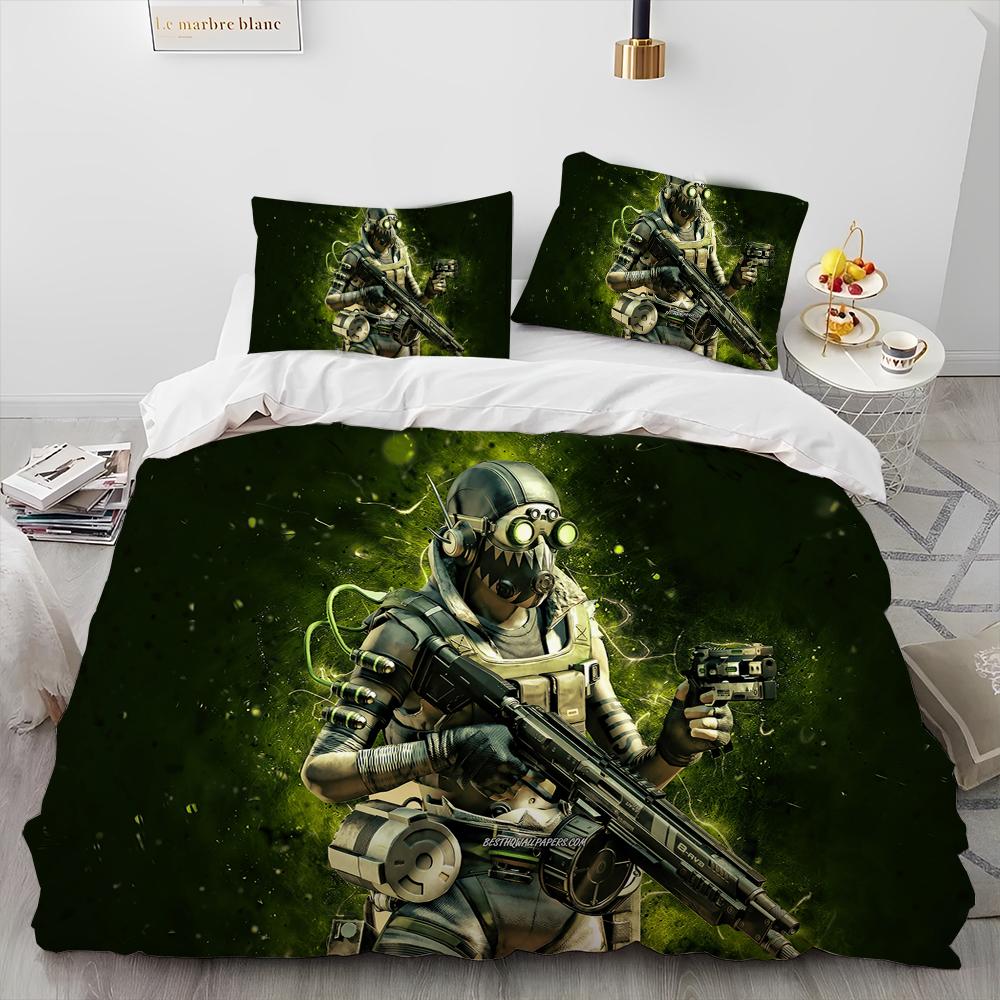 A-Apex Legends Game Gamer Cartoon Comforter Bedding Set,Duvet Cover Bed Set Quilt Cover Pillowcase,king Queen Size Bedding Set