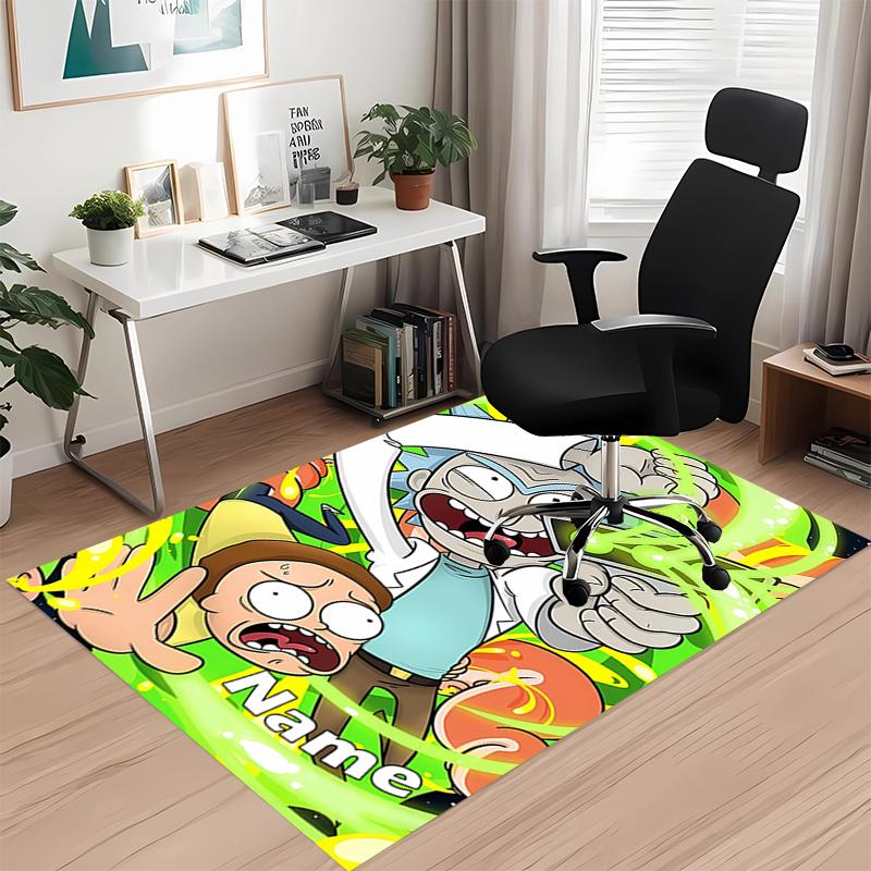 Custom Name Rick and Morty Printed Carpet, for Office Chair Living Room Bedroom Kitchen Room Decor Gifts.