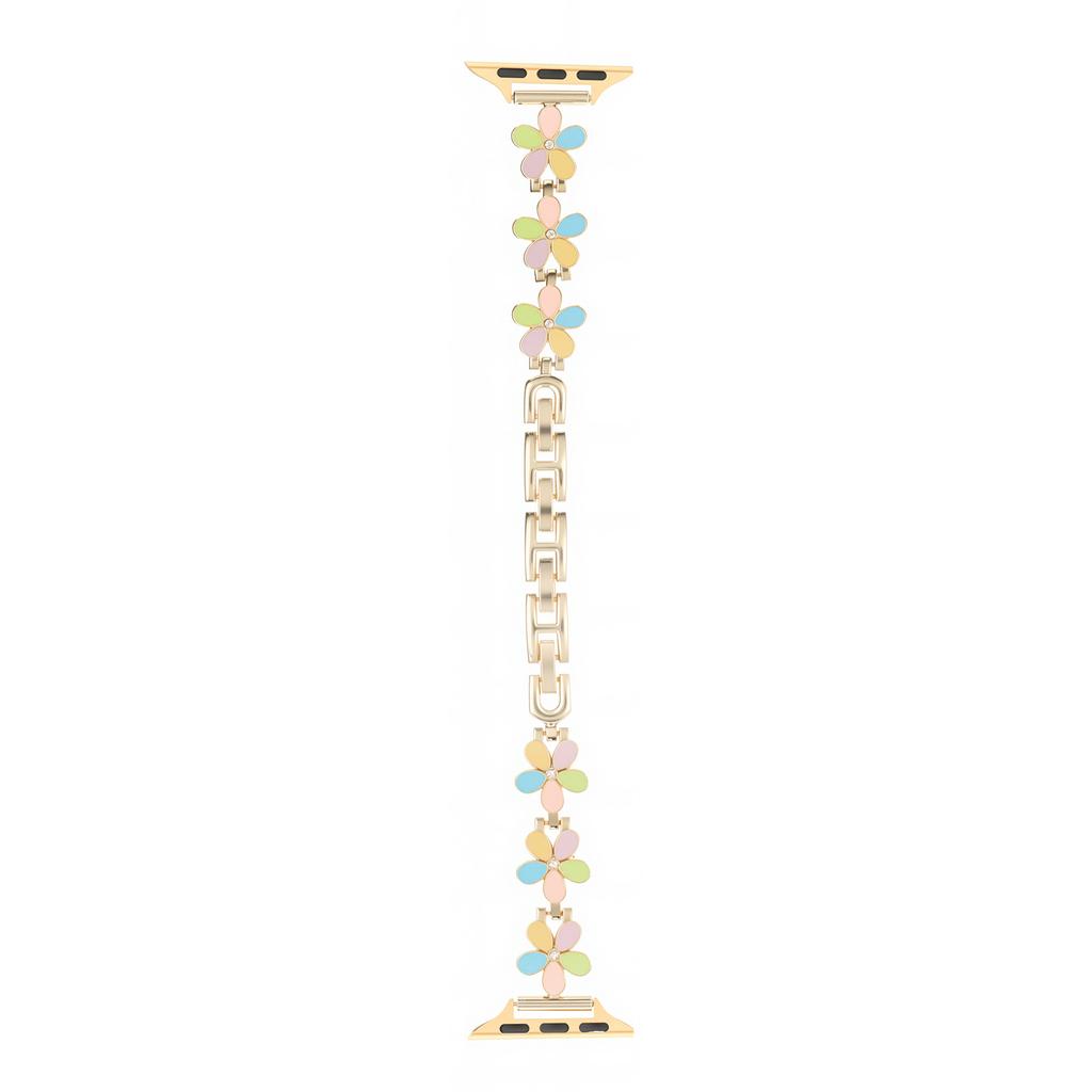 Metal Strap For Apple Watch Series 10 9 8 7 SE 6 5 4 3 2 1 42mm 41mm 40mm 38mm Five Petal Flower Bracelet Watch Band