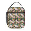 Black Striped And Cartoon Flamingo Insulated Lunch Bag for School Cooler Thermal Food Box Tote Leakproof Lunch Boxes Container