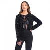 Be You Womens/Ladies Bow Sequin Relaxed Fit Long-Sleeved Blouse