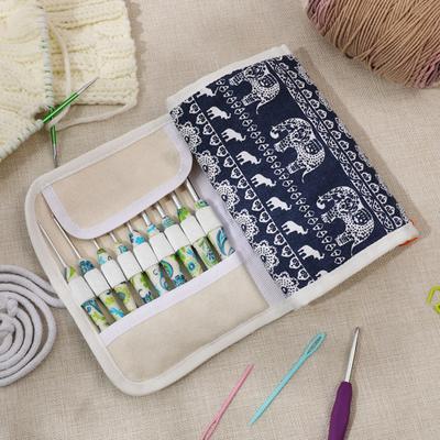 Organizador de Ganchillos Enrollable Bolsa de Almacenamiento Plegable con Múltiples Compartimentos Estuche para Ganchillos para Accesorios de Crochet y Tejido