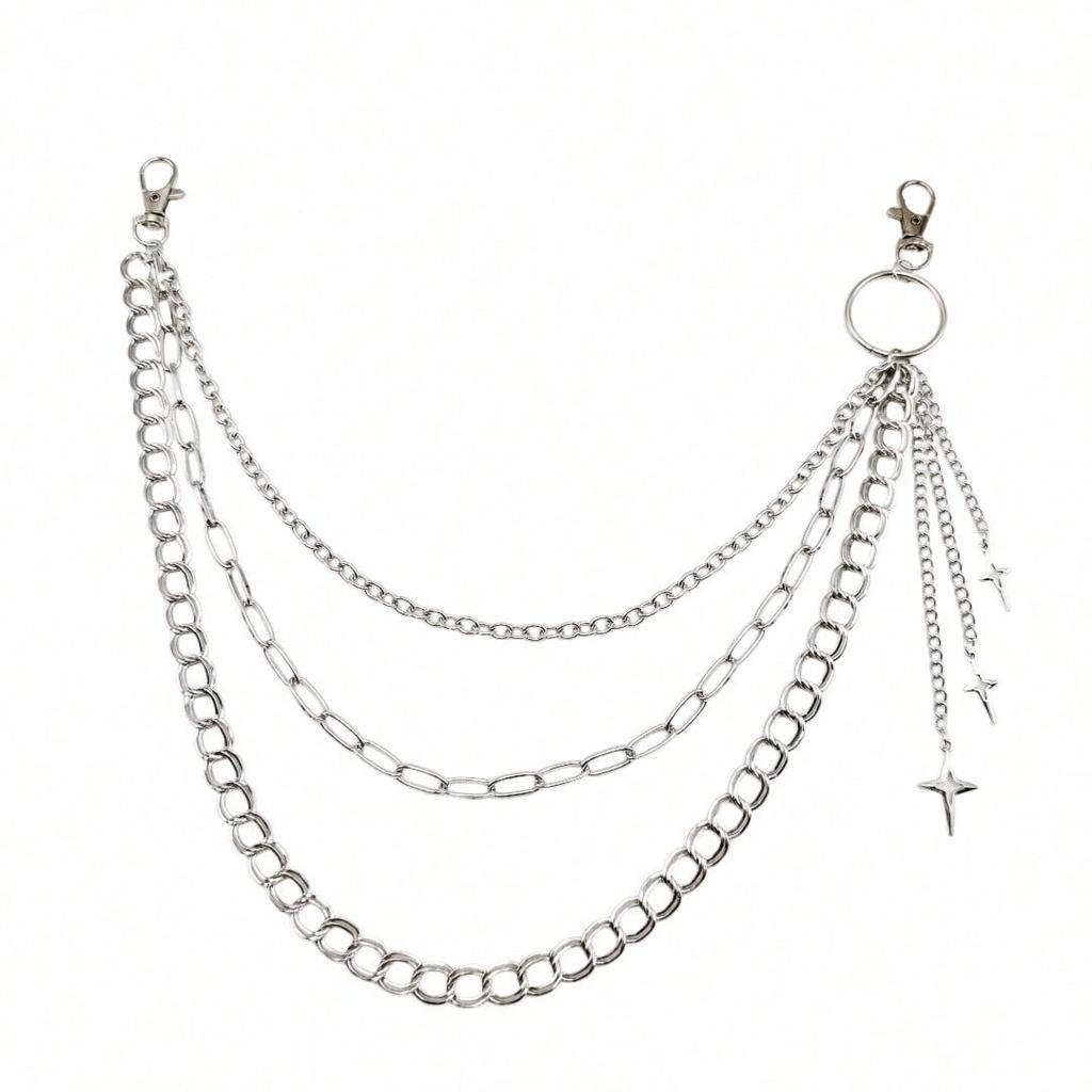 European and American Jewelry Hollow Cross Awl Pendant Trouser Chain New Star Waist Chain Multi-Layer Decoration