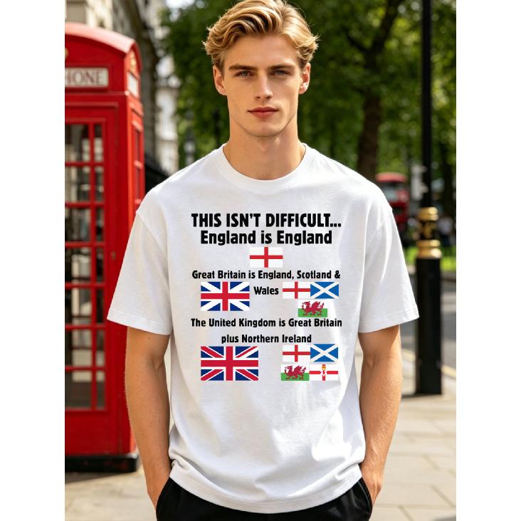 Sarcastic England T-Shirt Funny British Pride Tee Graphic Relaxed S белый