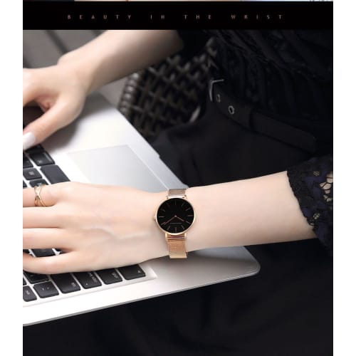 Hannah Martin Women's Analog Waterproof Watch ZJ0001, Cute and Simple, Made in Japan Movement, Stylish and Popular Gift (Rose Gold)