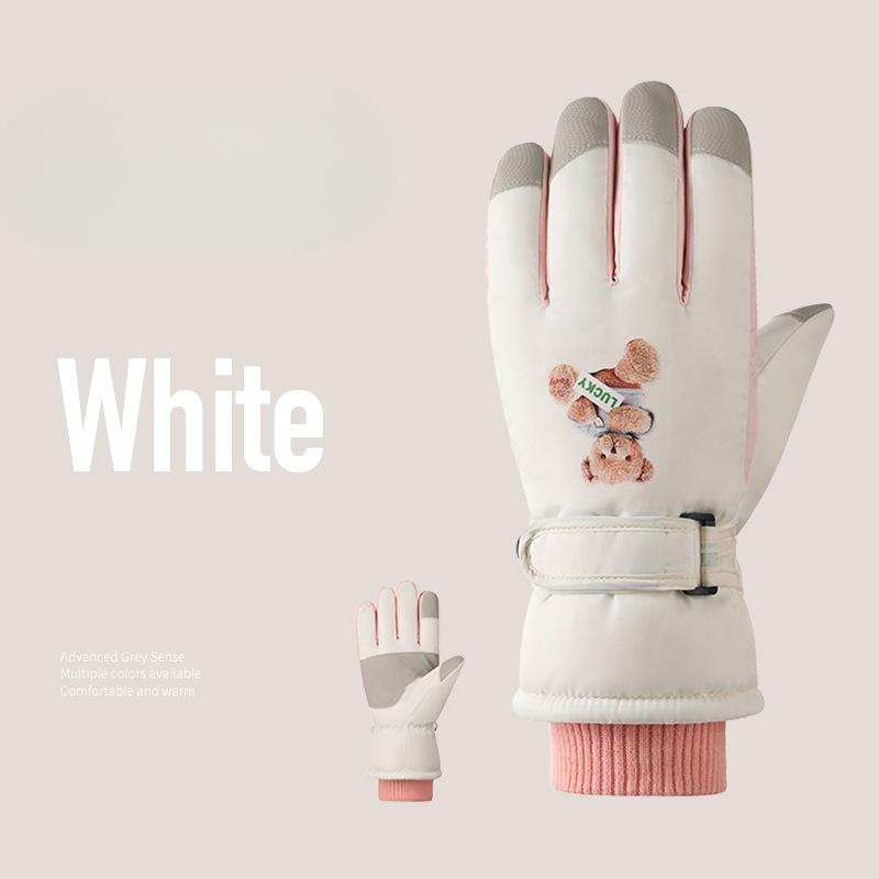 Winter Warm Ski Gloves Touch Screen Waterproof Cold-proof and Thickened Cycling Electric Bike Outdoor Anti Slip Cute Women