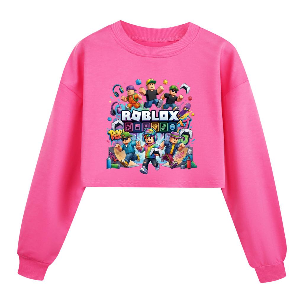 5573 Kinder Mädchen Roblox Aufdruck Rundhals Bunt Langarm Sweatshirt