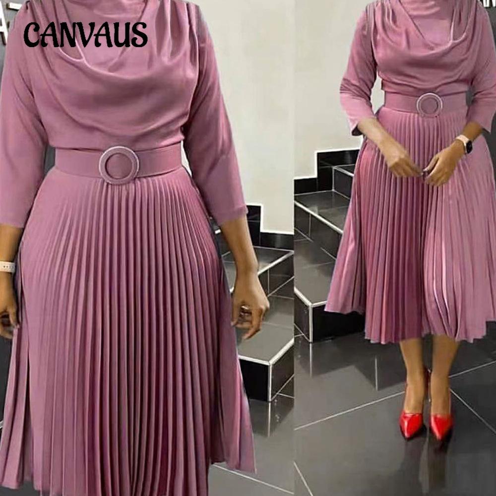 

Женское платье Юбка средней длины Плюс размер OL Пригородные однотонные платья L синий